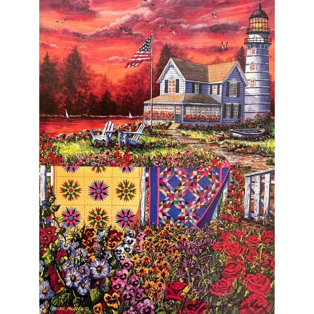 Diane Phalen Signed Art Print Matted "Shoreline Treasure" County Cottage